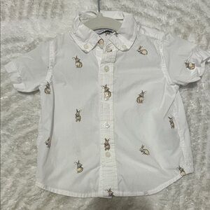 Janie and Jack White Shirt with Bunny Design